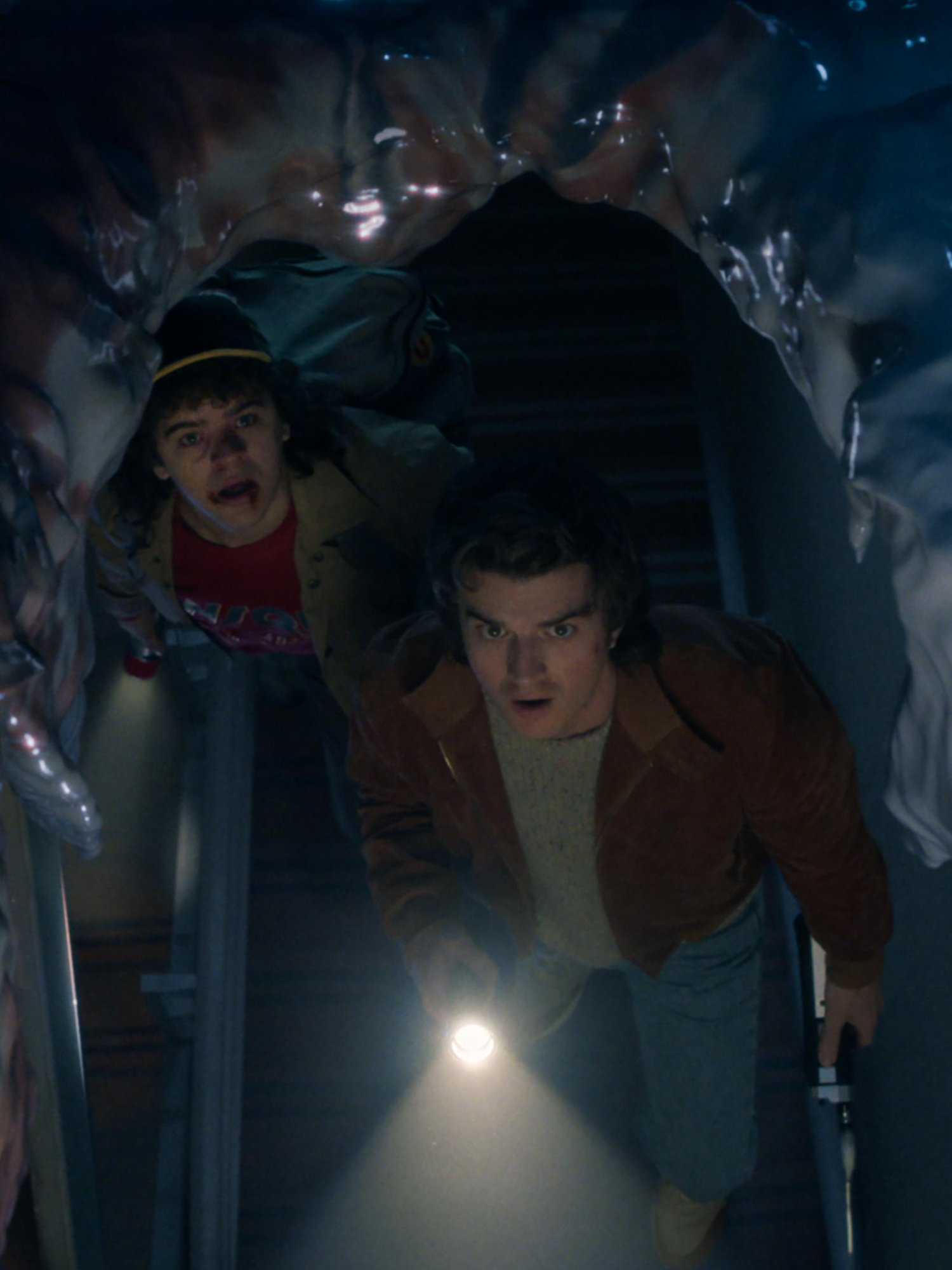 dustin and steve observing melted goo